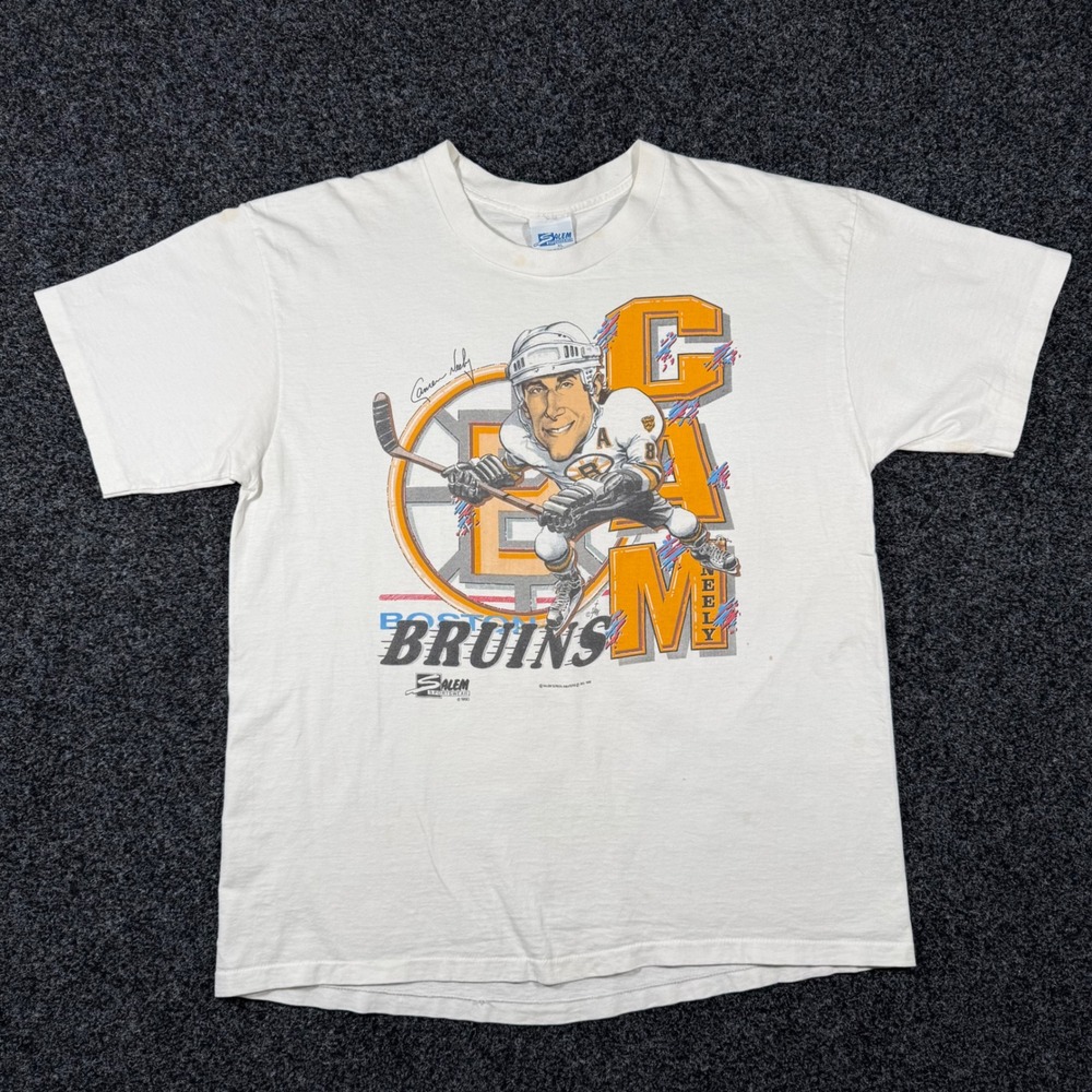 Vintage 1990 Salem Sportswear Boston Bruins Cam Neely Caricature T-Shirt XL